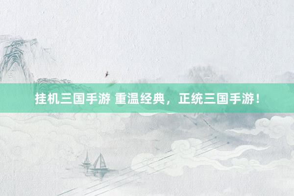 挂机三国手游 重温经典，正统三国手游！