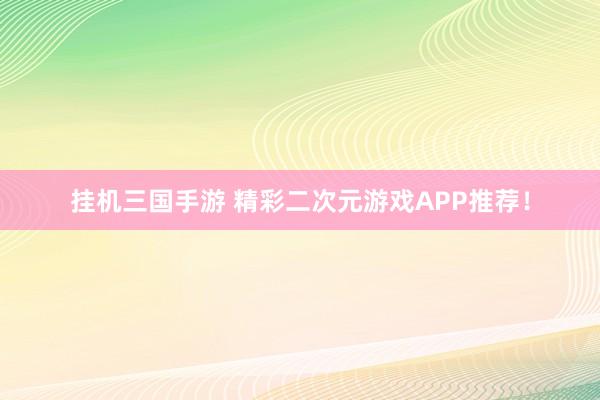挂机三国手游 精彩二次元游戏APP推荐！