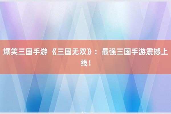 爆笑三国手游 《三国无双》：最强三国手游震撼上线！