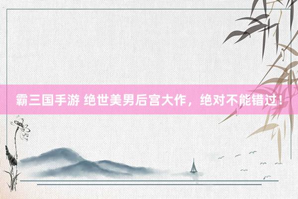 霸三国手游 绝世美男后宫大作，绝对不能错过！