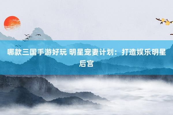 哪款三国手游好玩 明星宠妻计划：打造娱乐明星后宫