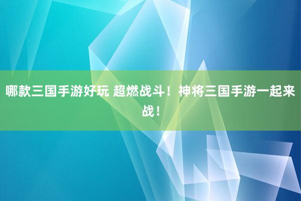 哪款三国手游好玩 超燃战斗！神将三国手游一起来战！