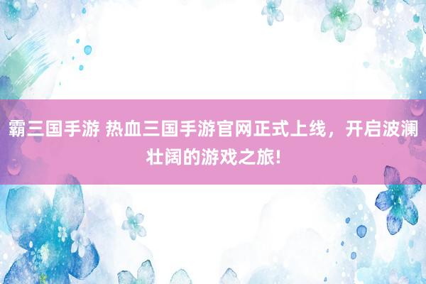霸三国手游 热血三国手游官网正式上线，开启波澜壮阔的游戏之旅!