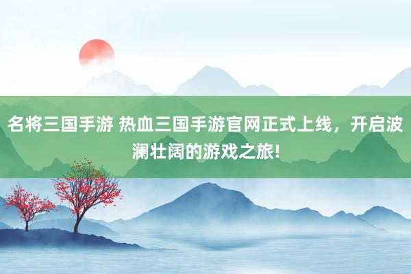 名将三国手游 热血三国手游官网正式上线，开启波澜壮阔的游戏之旅!